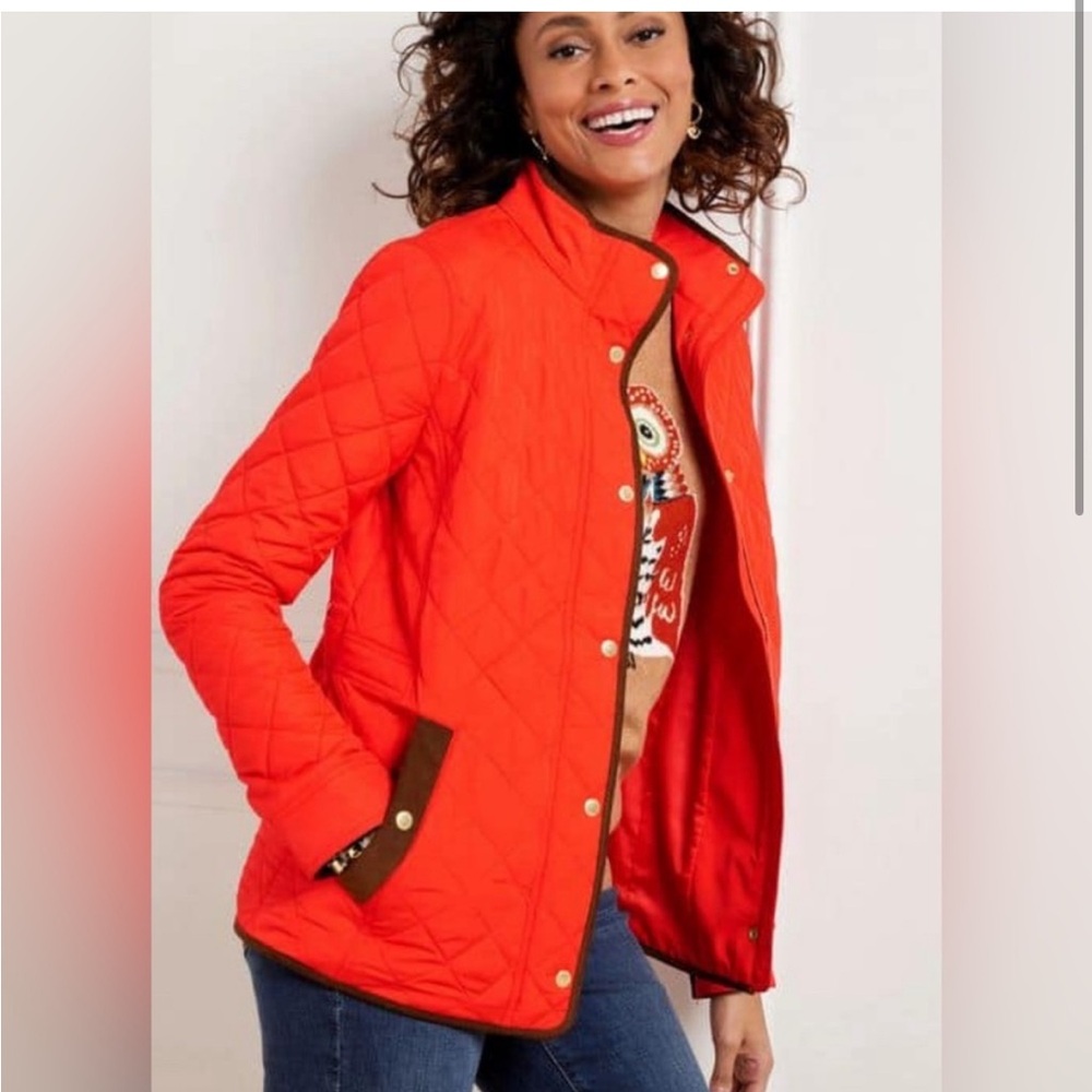 NWT Talbot’s Quilted Lightweight Puffer Barn Jacket with Corduroy Detail - XL